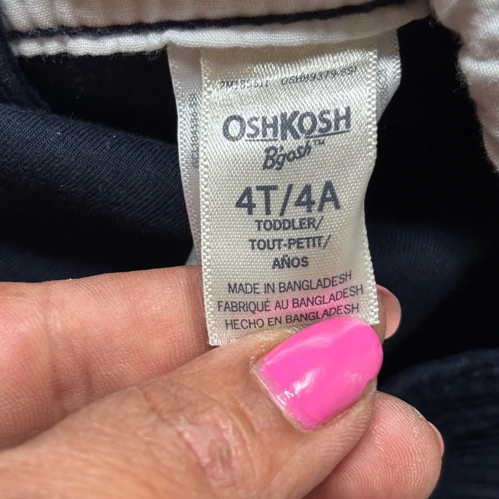OshKosh Bgosh Toddler Corduroy Overalls 4T/4A‎ Navy Blue Adjustable Straps EUC